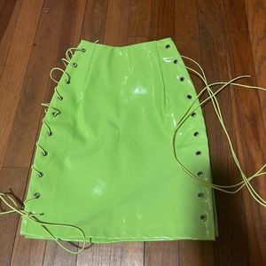 LACE UP FAUX LEATHER SKIRT